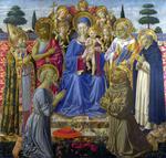 欧洲12-19世纪油画六_GOZZOLLI, Benozzo - The Virgin and Child Enthroned among Angels and Saints